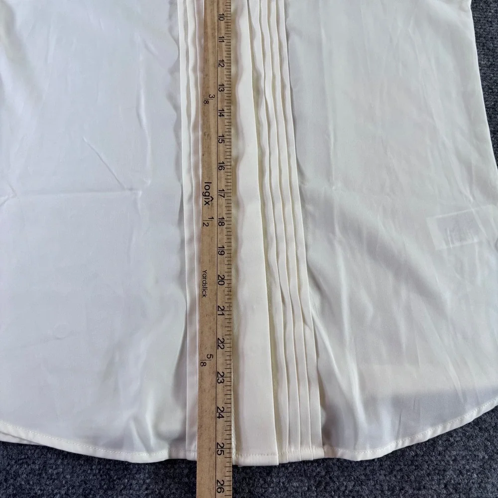 Banana Republic Tuxedo Shirt‎ Women S Ivory Pleated Front Long Sleeve NWT Blouse